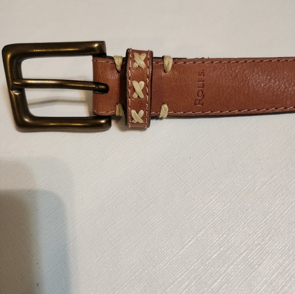 Rolfs Brown Leather Belt with Gold Buckle - Picture 2 of 11